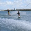 IMAGE:  Tandem Steve Wakeskate, Leah Wakeboard