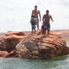 IMAGE: Ryan, Dave, Taylor & Faith Jumping Off A Small Rock At Sand Hollow